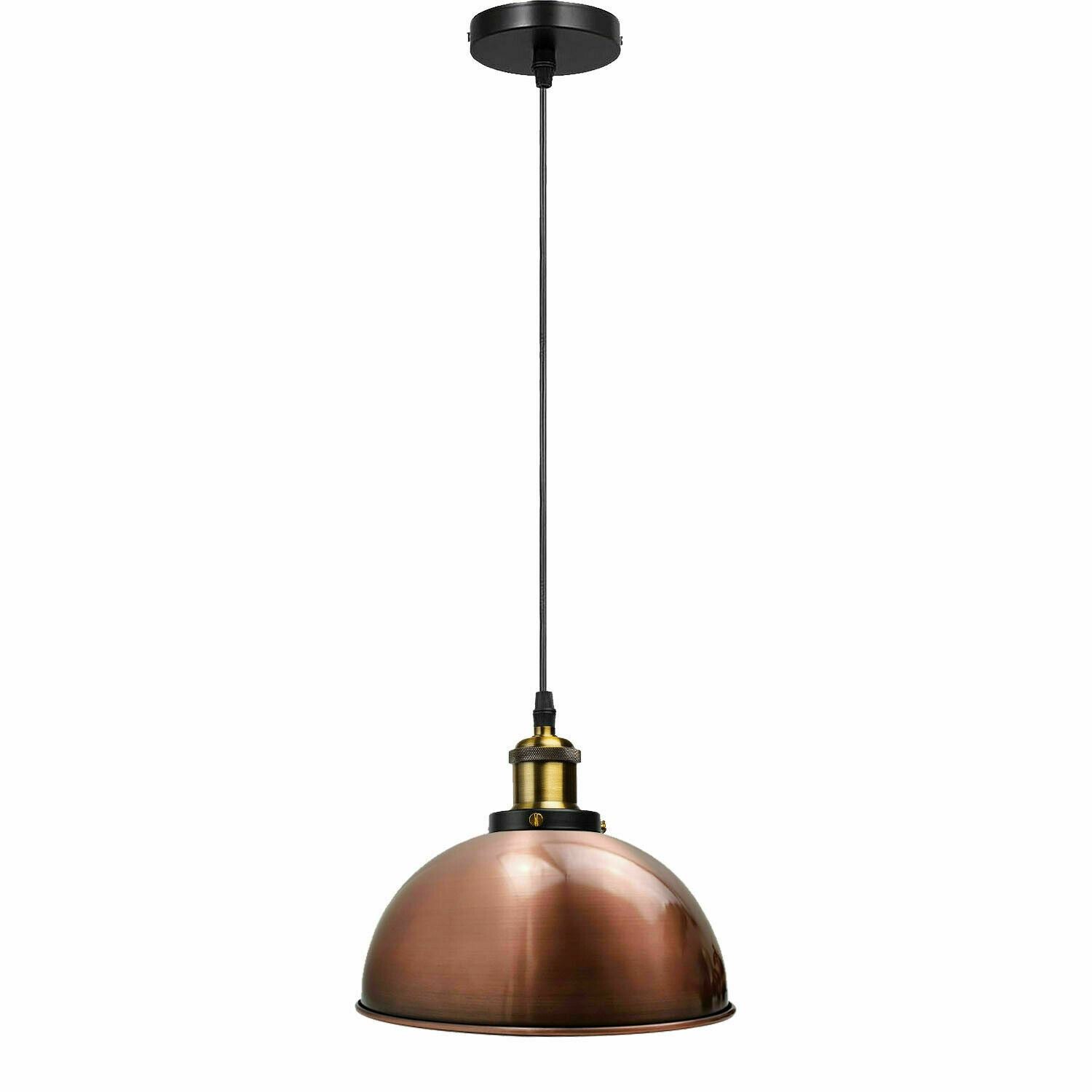 Vintage Modern Ceiling Pendant Light with metal dome shade, showcasing copper and yellow brass finishes, ideal for indoor decoration.