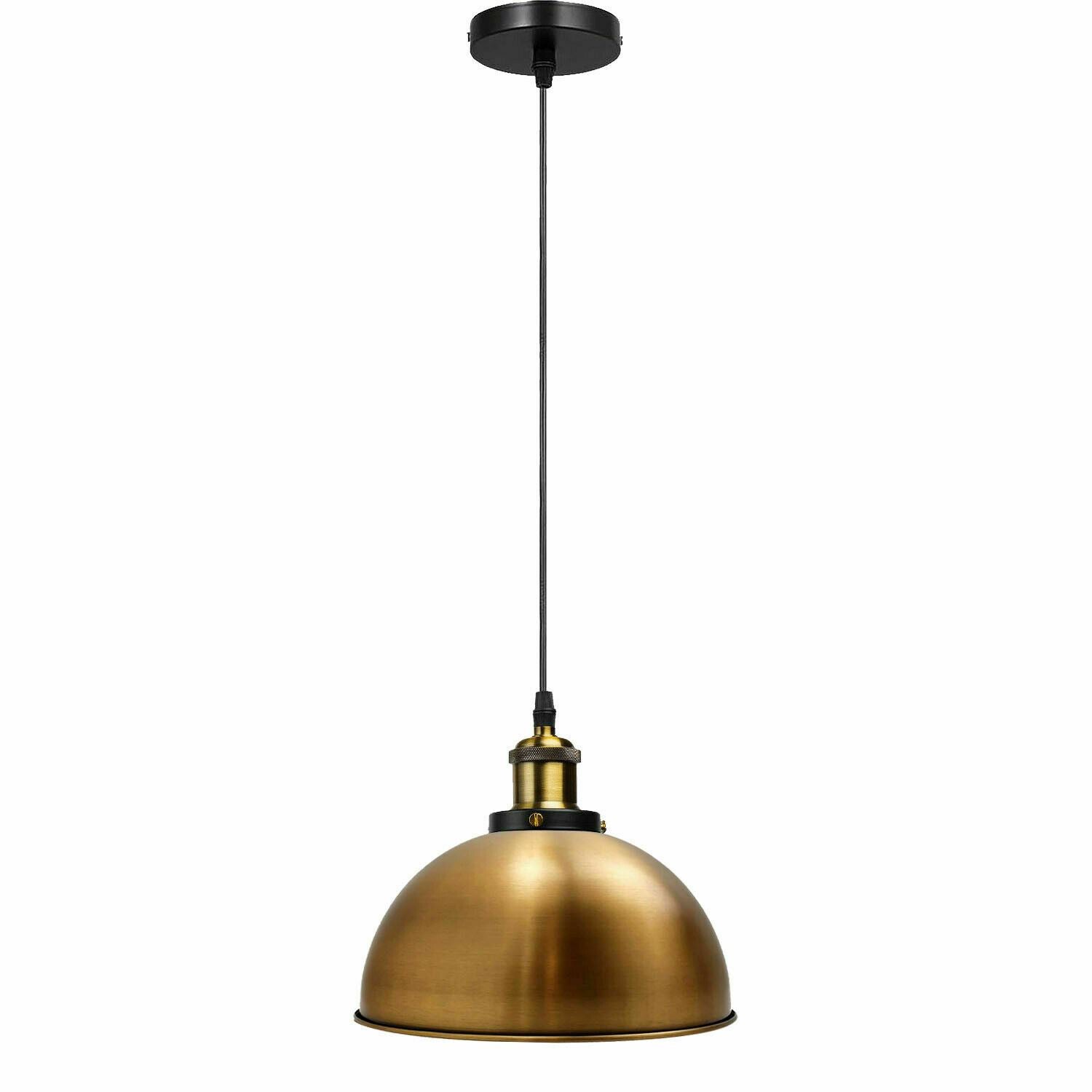 Vintage Modern Ceiling Pendant Light with metal dome shade, showcasing copper and yellow brass finishes, ideal for indoor decoration.