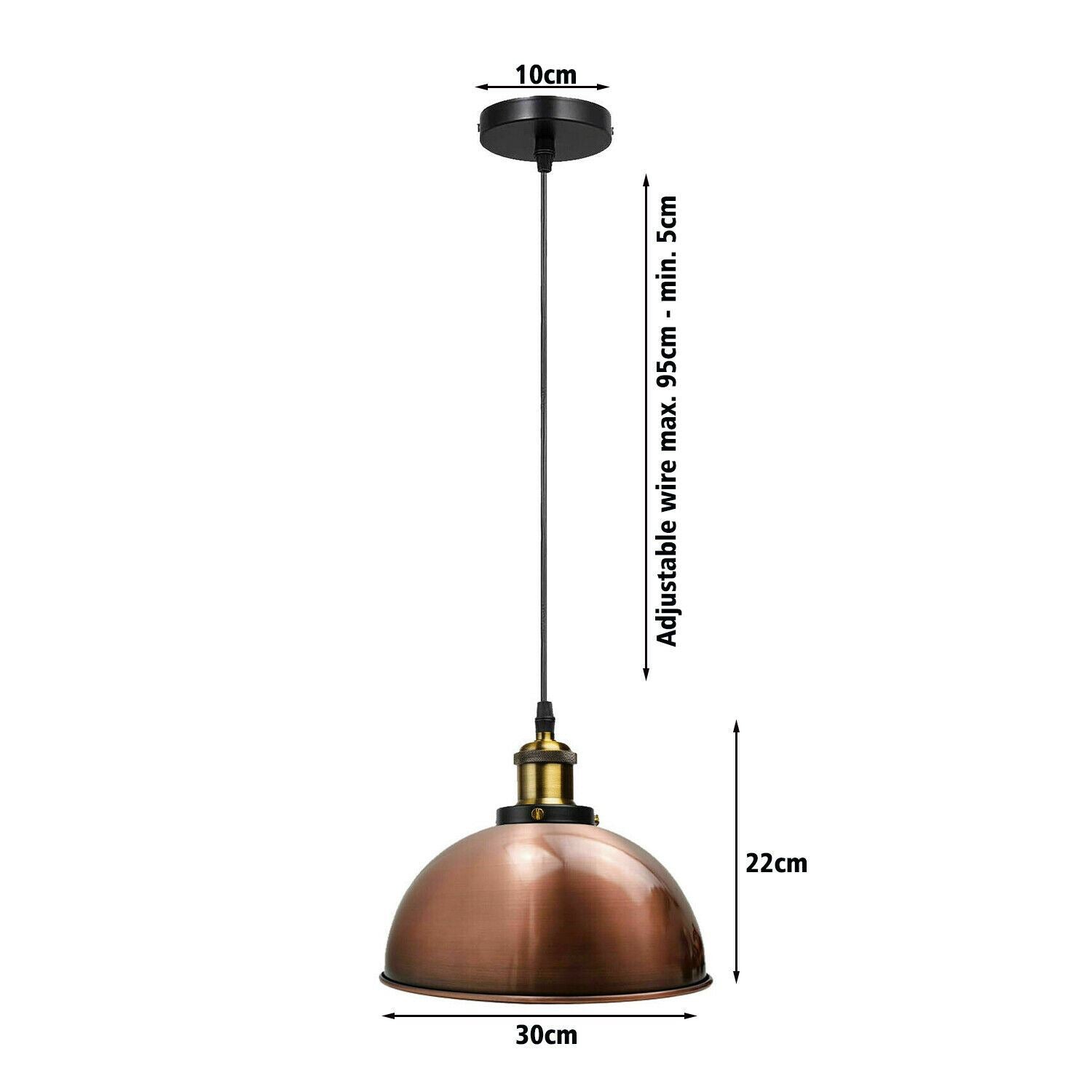 Vintage Modern Ceiling Pendant Light with metal dome shade, showcasing copper and yellow brass finishes, ideal for indoor decoration.