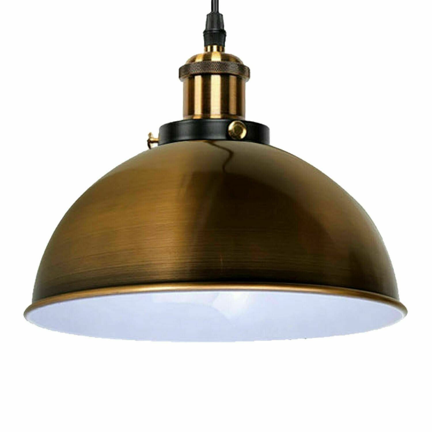 Vintage Modern Ceiling Pendant Light with metal dome shade, showcasing copper and yellow brass finishes, ideal for indoor decoration.