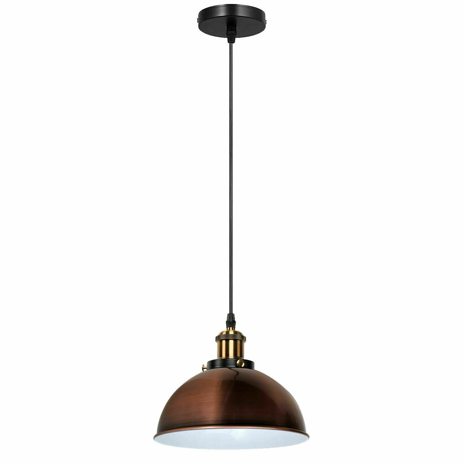 Vintage Modern Ceiling Pendant Light with metal dome shade, showcasing copper and yellow brass finishes, ideal for indoor decoration.