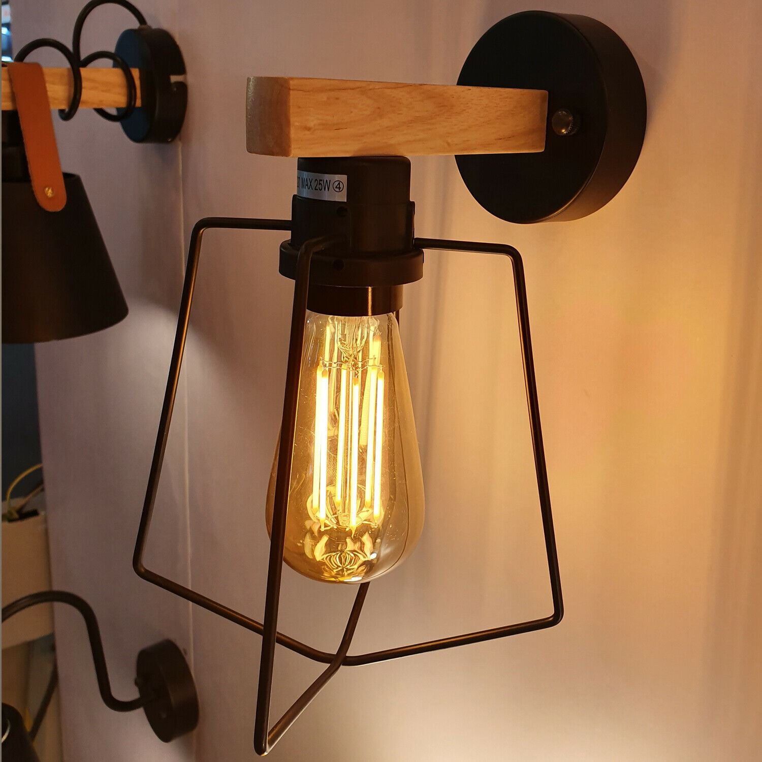 Vintage Modern Indoor Wall Sconce featuring a ceramic shade and metal wire cage, perfect for stylish home lighting.