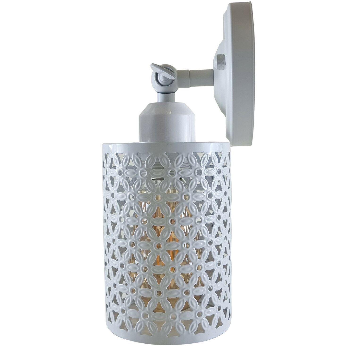 Vintage Retro Indoor Wall Light featuring a white metal shade and adjustable arm, perfect for rustic home decor.