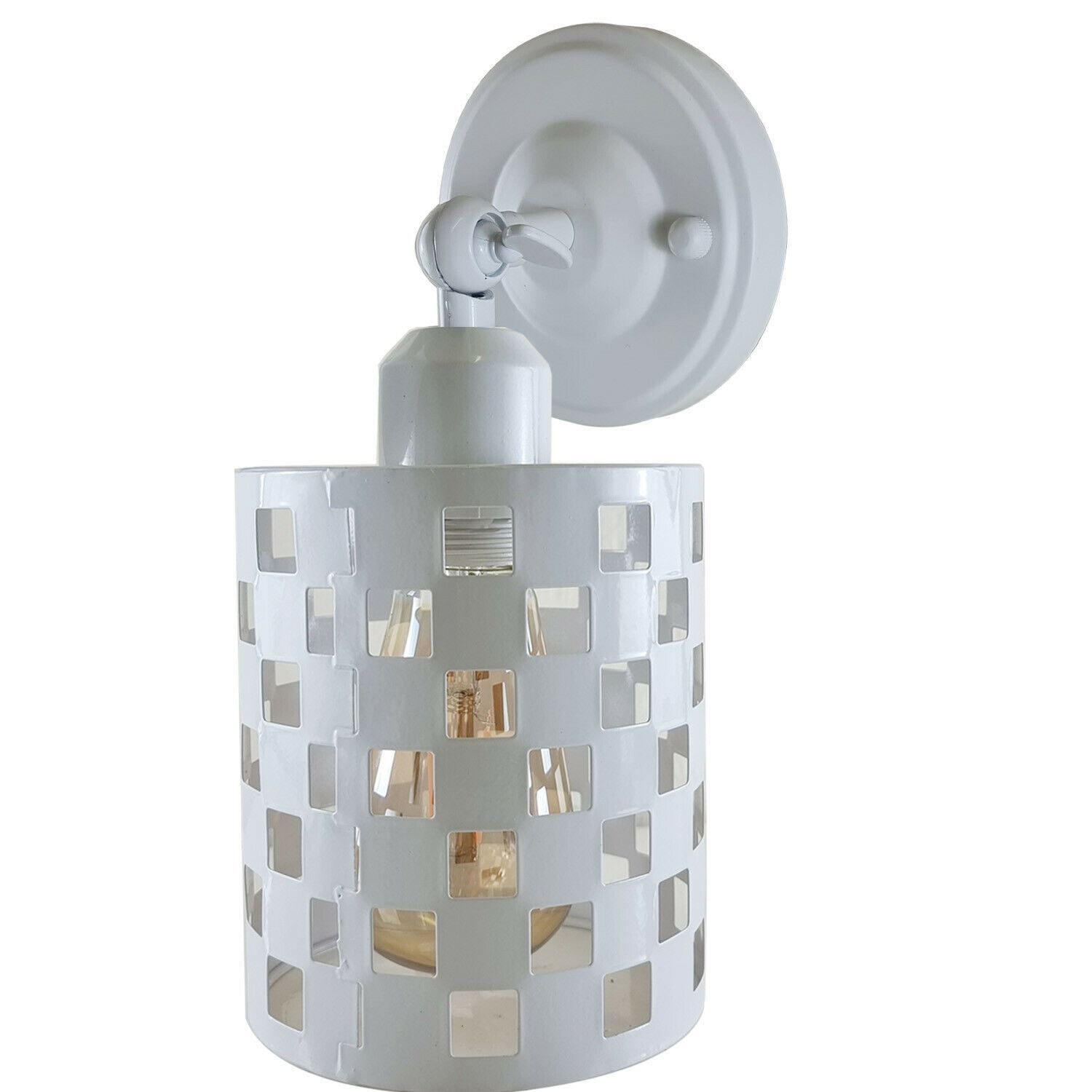 Vintage Retro Indoor Wall Light featuring a white metal shade and adjustable arm, perfect for rustic home decor.