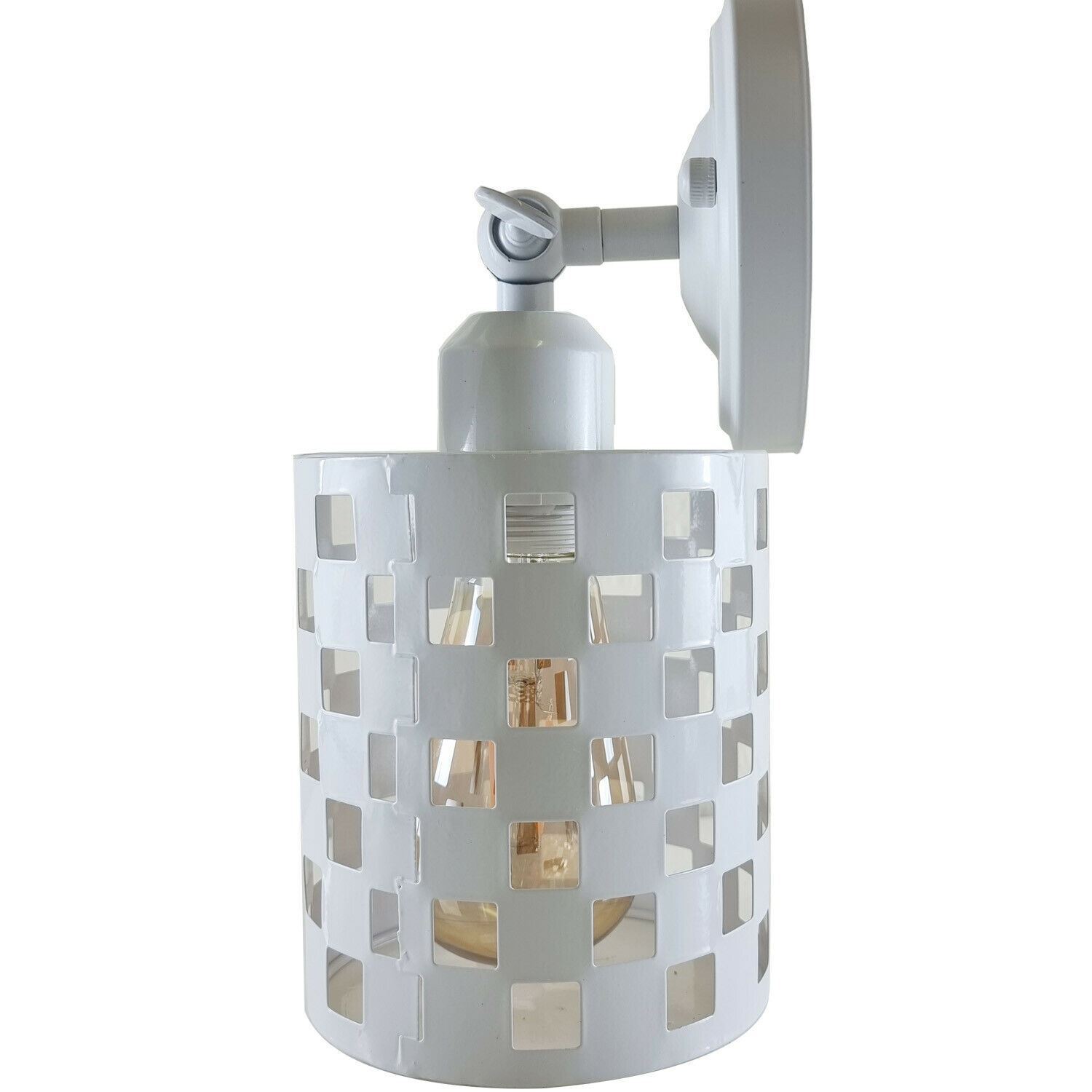 Vintage Retro Indoor Wall Light featuring a white metal shade and adjustable arm, perfect for rustic home decor.