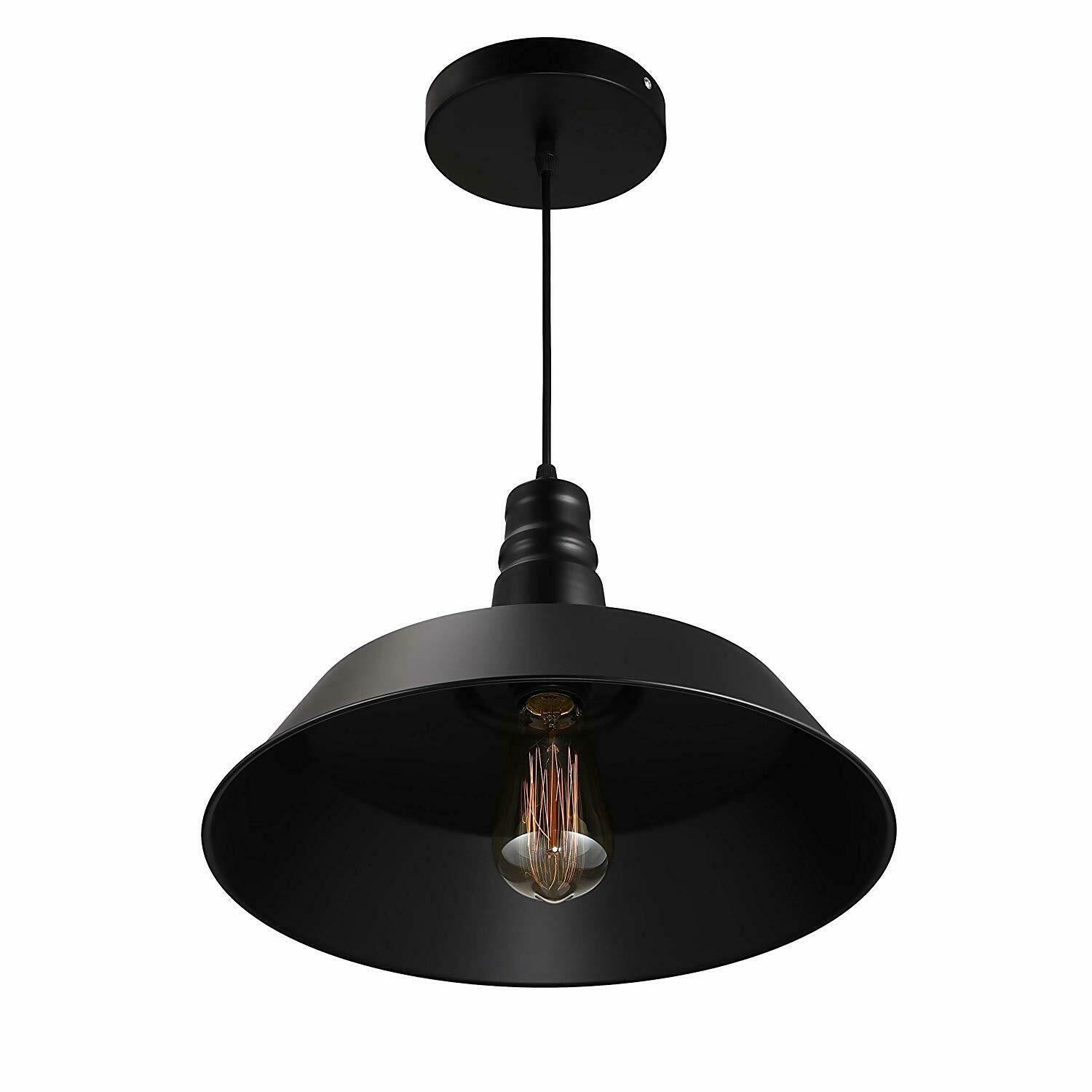 Vintage Style Metal Ceiling Light Pendant Lamp Shades in Black, showcasing its elegant design and adjustable wire for versatile installation.