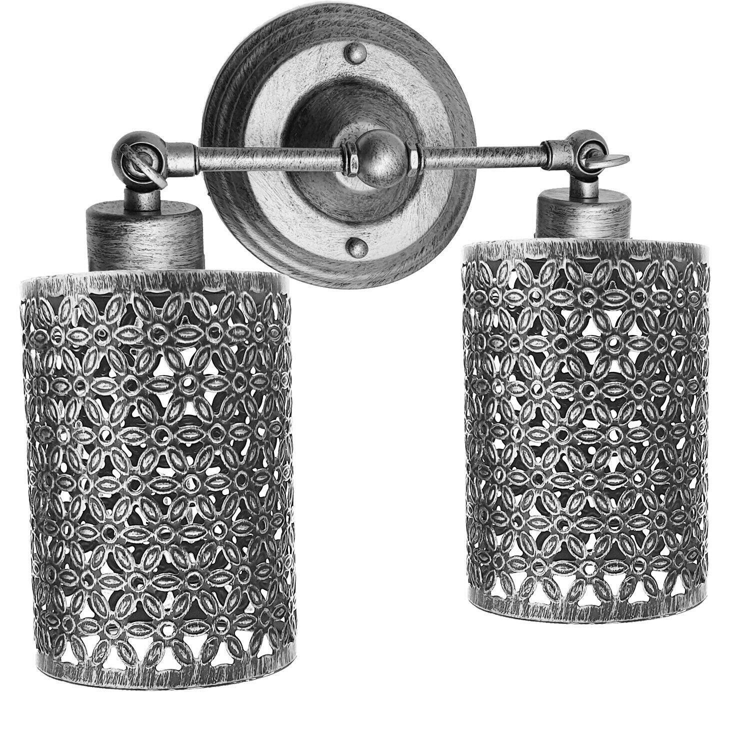 Industrial Metal Wire Cage Wall Sconce in Brushed Silver finish, showcasing its unique design and sturdy construction.