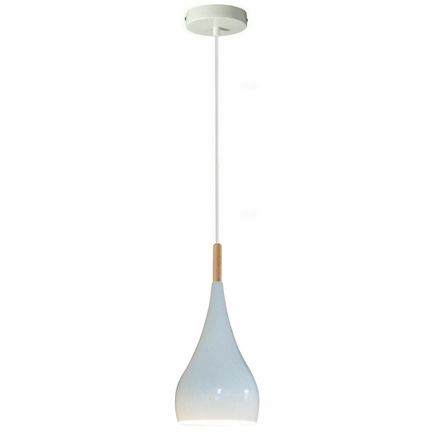 White retro style metal ceiling hanging pendant light shade with a unique design, perfect for modern interiors.