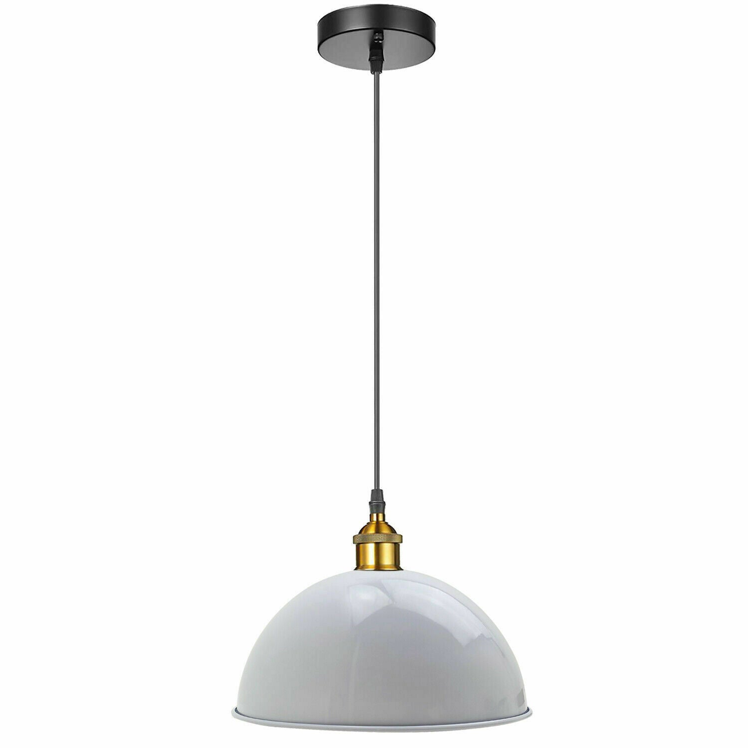 White modern pendant light shade with metal finish, ideal for contemporary interiors.