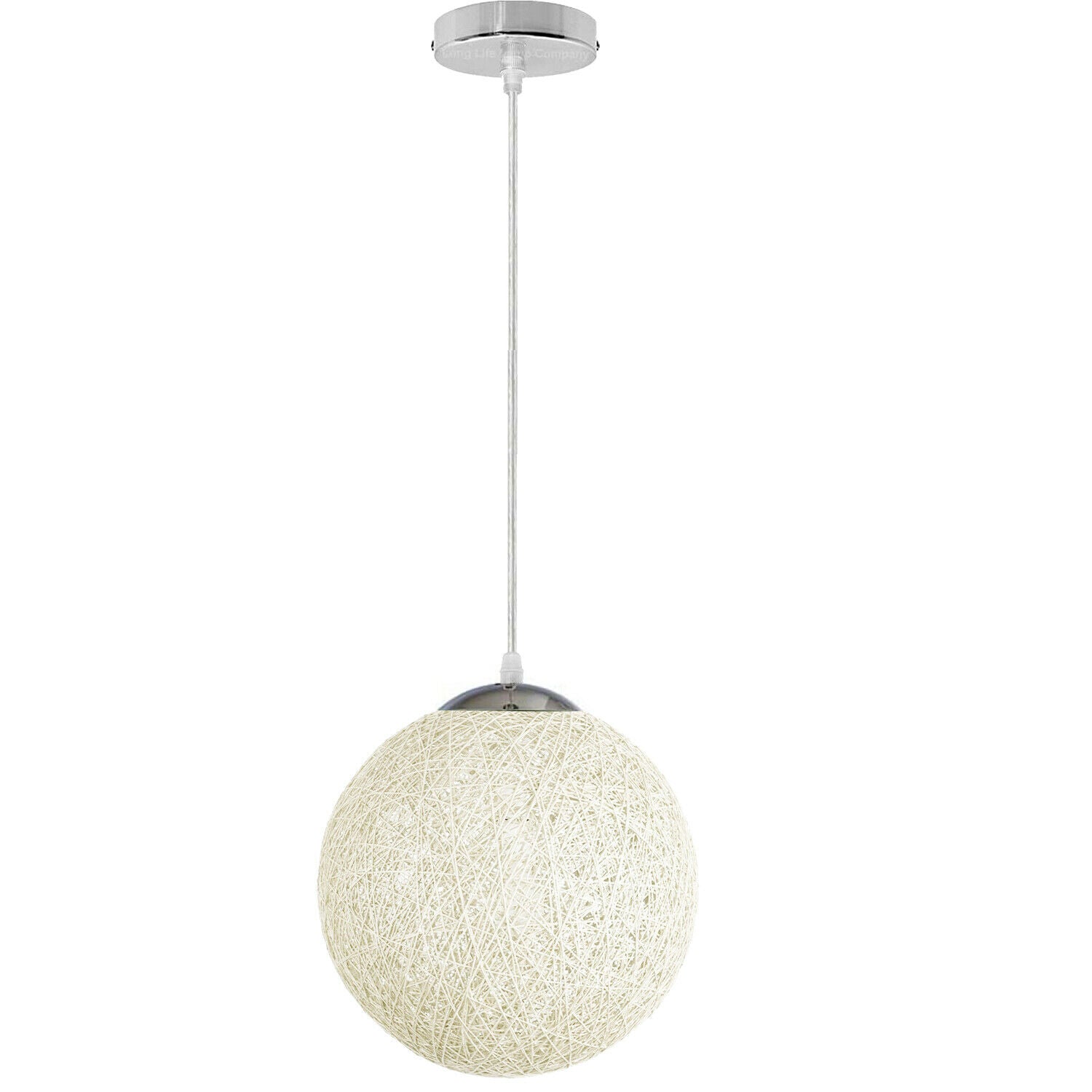 White round woven rattan vine ball pendant lampshade with electric wire and E27 holder, perfect for stylish lighting.