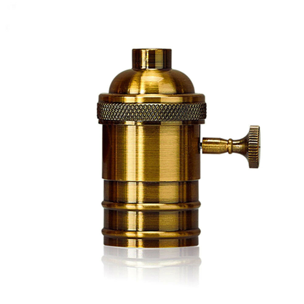 Yellow Brass E27 Vintage Industrial Lamp Holder showcasing its antique design and durable aluminum construction.