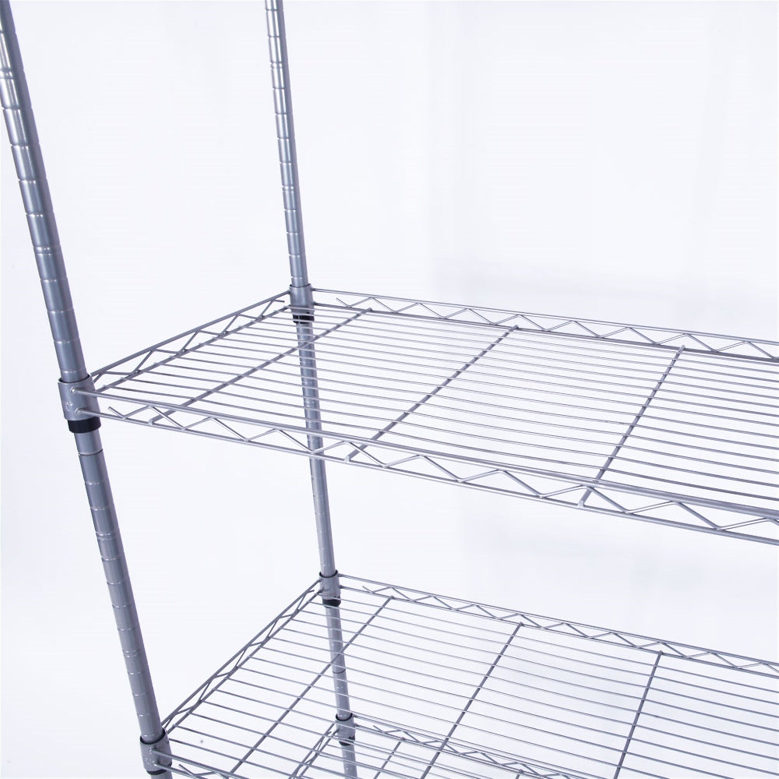 5-Shelf Adjustable Heavy Duty Storage Shelving Unit made of carbon steel, featuring adjustable shelves and legs, with a modern silver gray finish.