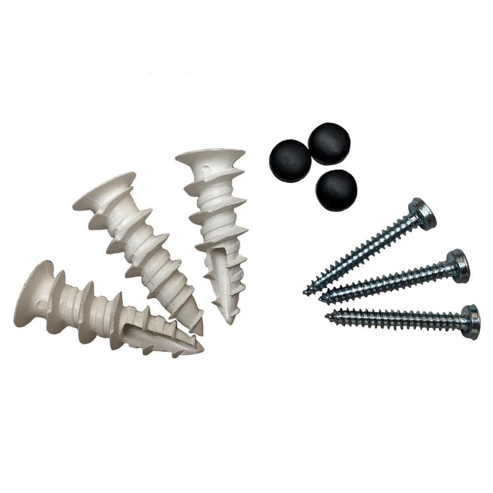 Koova Drywall Mounting Hardware kit including screws, decorative screw caps, and drywall anchors for secure wall mounting.