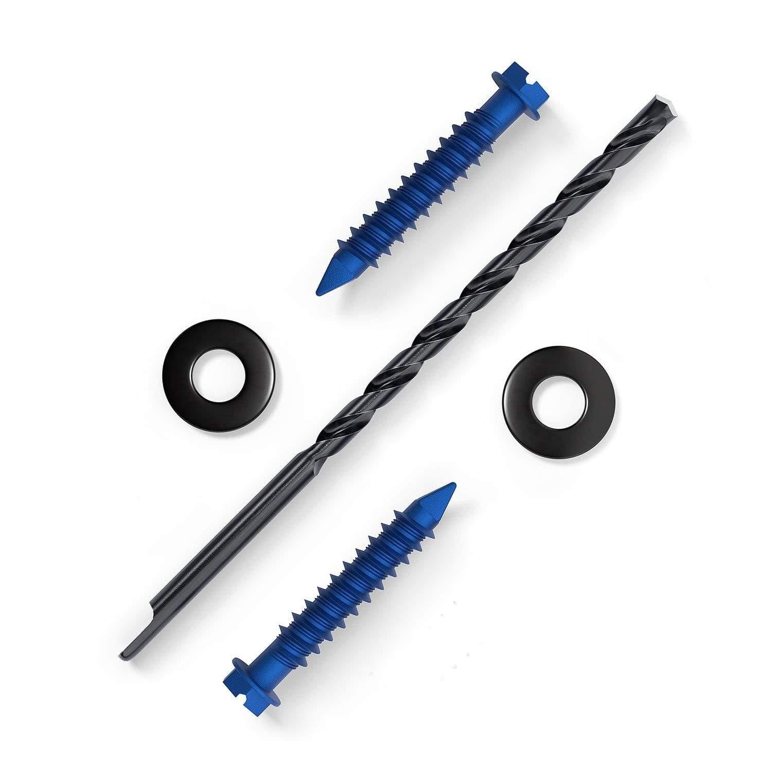 Koova Masonry Mounting Hardware kit including screws, washers, and drill bit for secure installation on masonry walls.