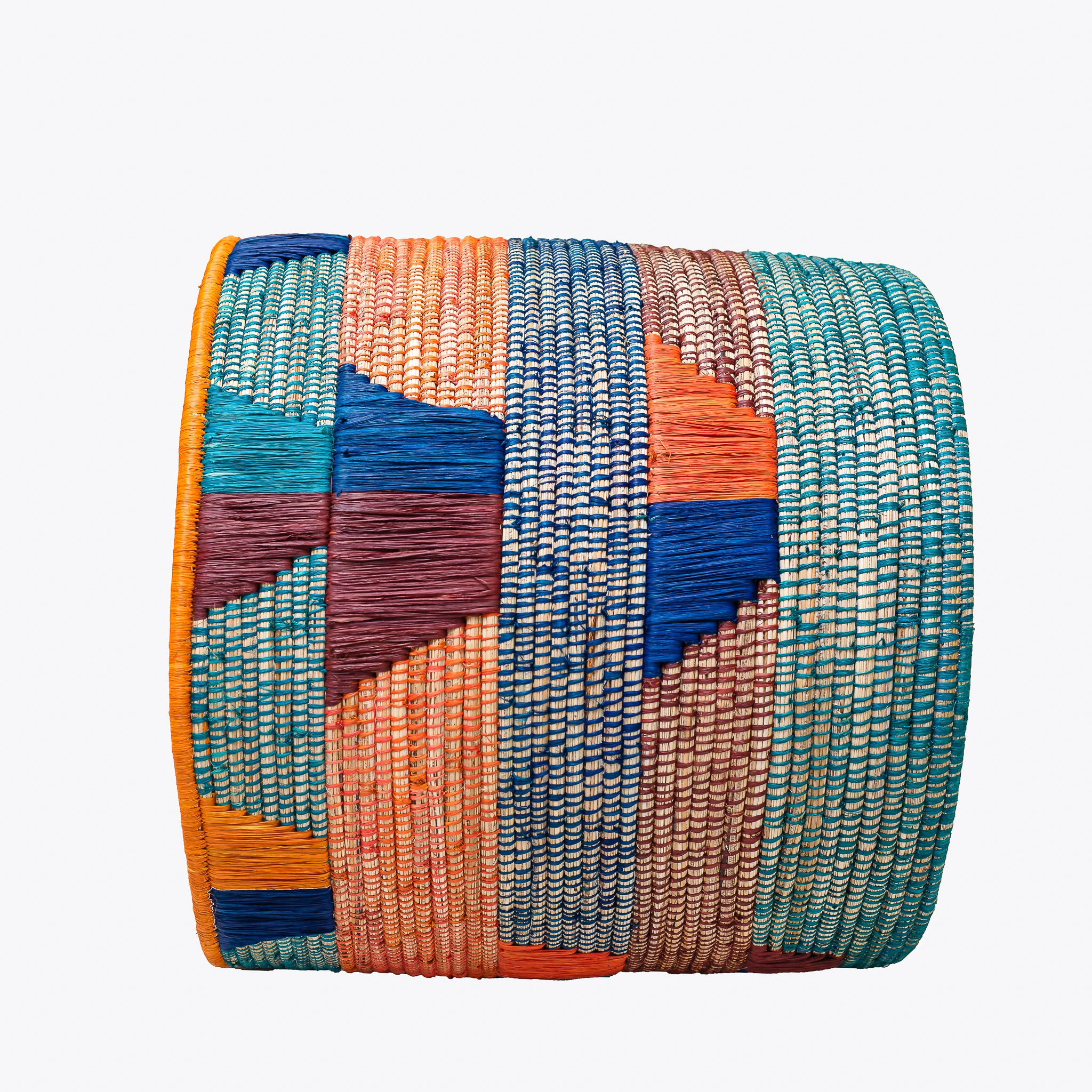 Olduvai Eco-Friendly Basket, handmade with natural materials, featuring authentic African weaving design and vibrant colors.