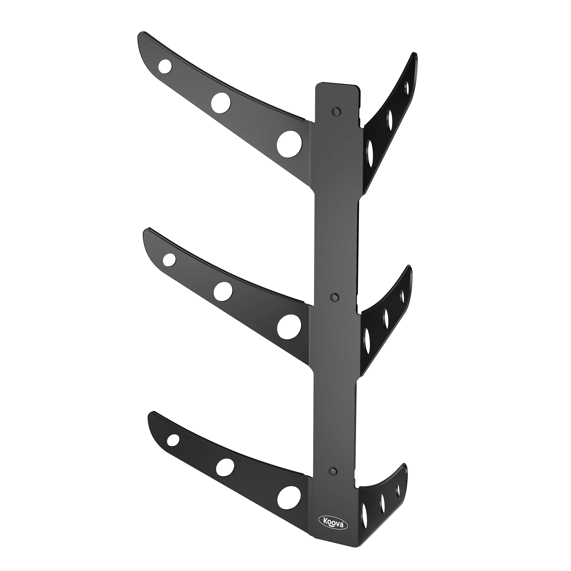 Wall-mounted skateboard rack holding 1 to 3 skateboards, showcasing durable powder-coated steel construction and stylish design.