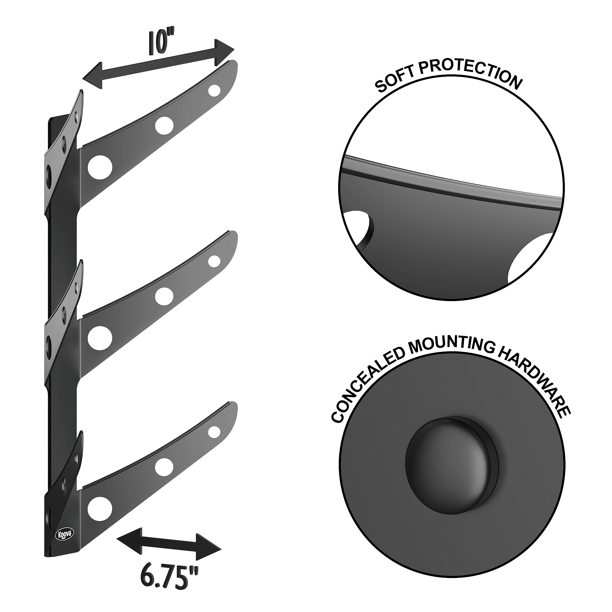 Wall-mounted skateboard rack holding 1 to 3 skateboards, showcasing durable powder-coated steel construction and stylish design.