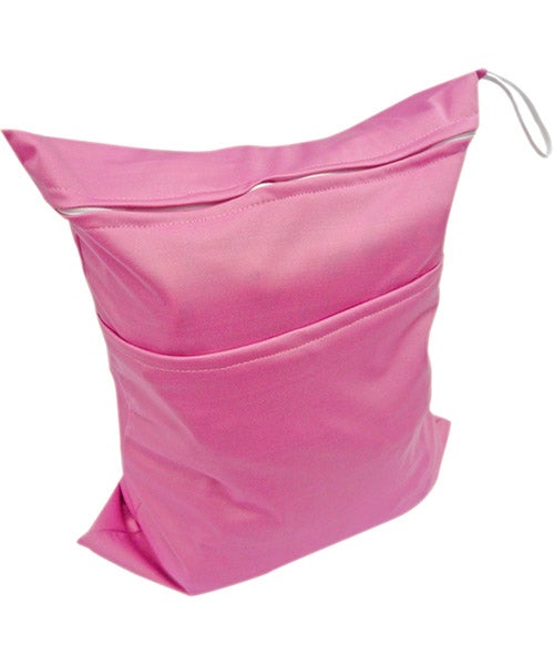 A stylish Wet-Dry Bag featuring two compartments, one for wet items and one for dry, with a zippered section and a snap handle for easy carrying.