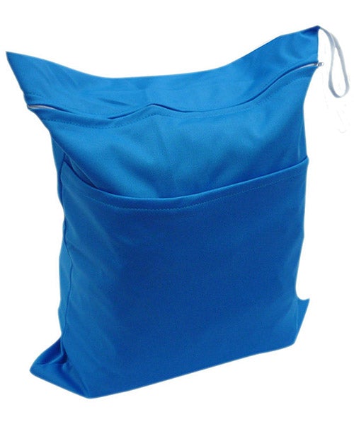 A stylish Wet-Dry Bag featuring two compartments, one for wet items and one for dry, with a zippered section and a snap handle for easy carrying.