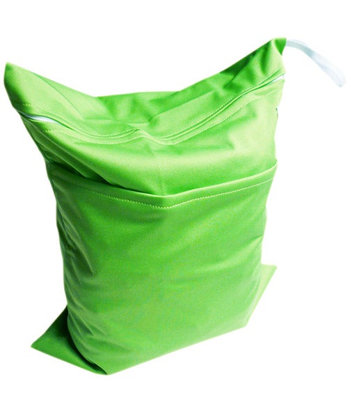 A stylish Wet-Dry Bag featuring two compartments, one for wet items and one for dry, with a zippered section and a snap handle for easy carrying.