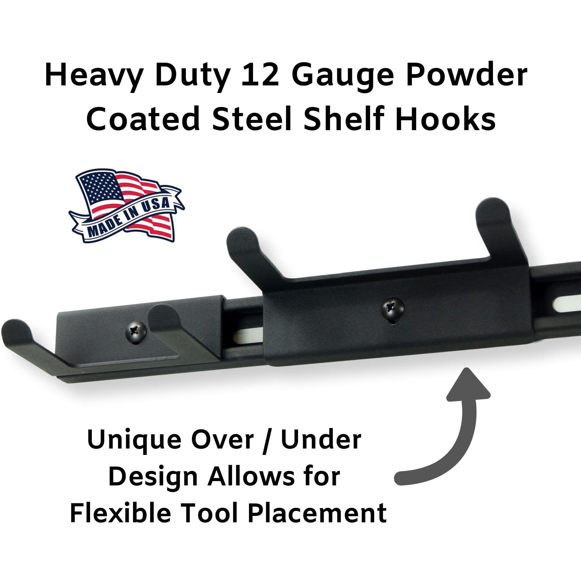 Wide Under Shelf attachment for Koova strut system, showcasing its sturdy design and included mounting hardware.