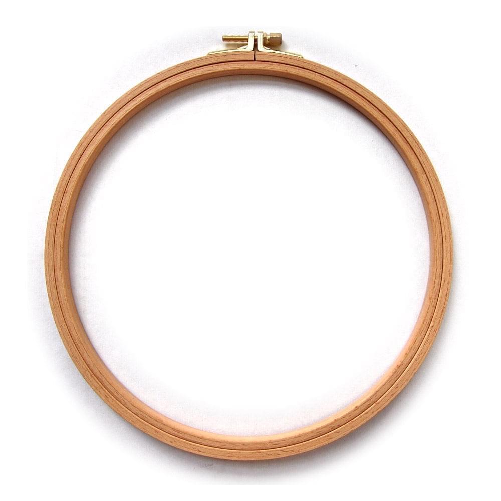 16mm Screwed Wooden Embroidery Hoop by Nurge, made from beech wood with brass fittings, showcasing a smooth finish.