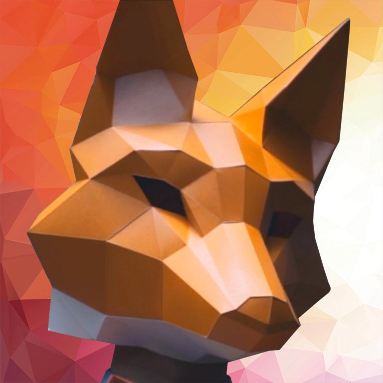 A vibrant 3D Paper Fox Mask made from recycled materials, showcasing intricate details and a playful design, perfect for creative activities.