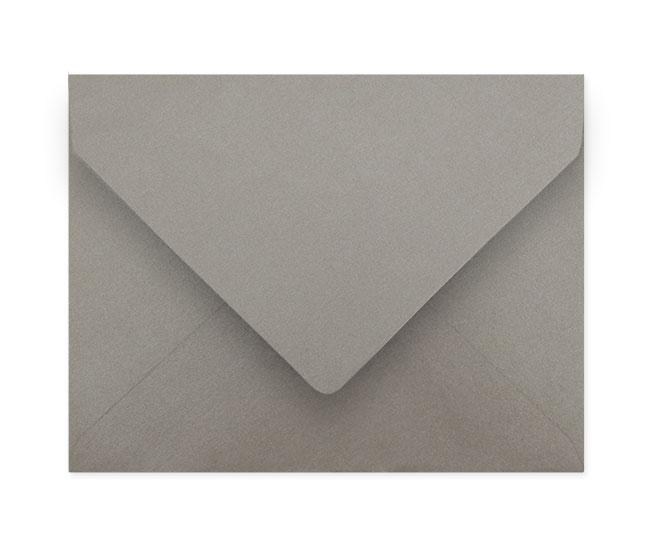 A box of 25 A2 Gray Metallic Envelopes, showcasing their elegant design and superior quality.