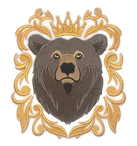 Animal Kingdom Bear Baroque embroidered patch showcasing intricate design and vibrant colors, ideal for iron-on or sewing applications.