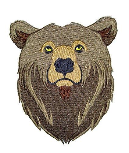 Animal Kingdom Bear Face embroidered patch, showcasing intricate details and vibrant colors, perfect for iron-on or sewing applications.