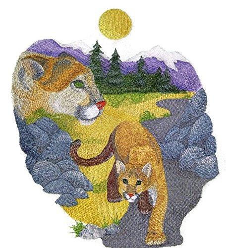 Animal Kingdom Spirit Of The Cougar embroidered patch featuring a detailed cougar portrait on a cotton base, ideal for iron-on or sewing applications.