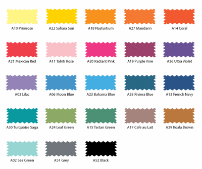 Color swatches with names labeled.