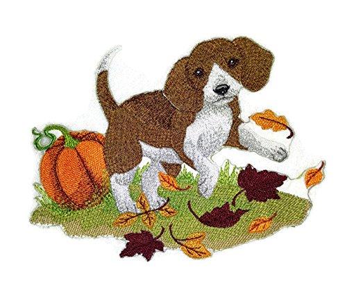 Autumn Barques embroidered iron-on patch featuring vibrant autumn colors and intricate designs, perfect for clothing customization.