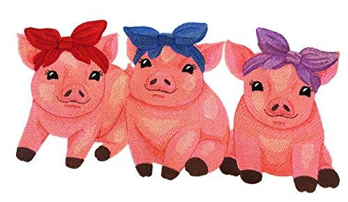 Baby Sweet Piglet Trio embroidered patch featuring three cute piglets, ideal for iron-on or sewing applications.