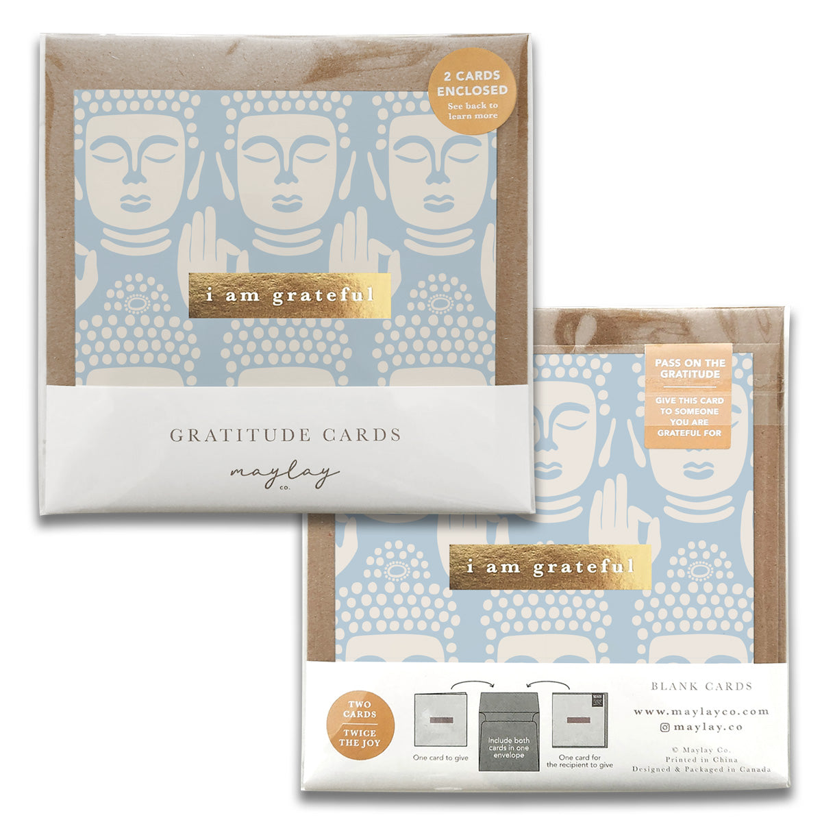 Be Still Gratitude Greeting Cards featuring gold foil stamping and kraft envelopes, elegantly designed for spreading positivity.