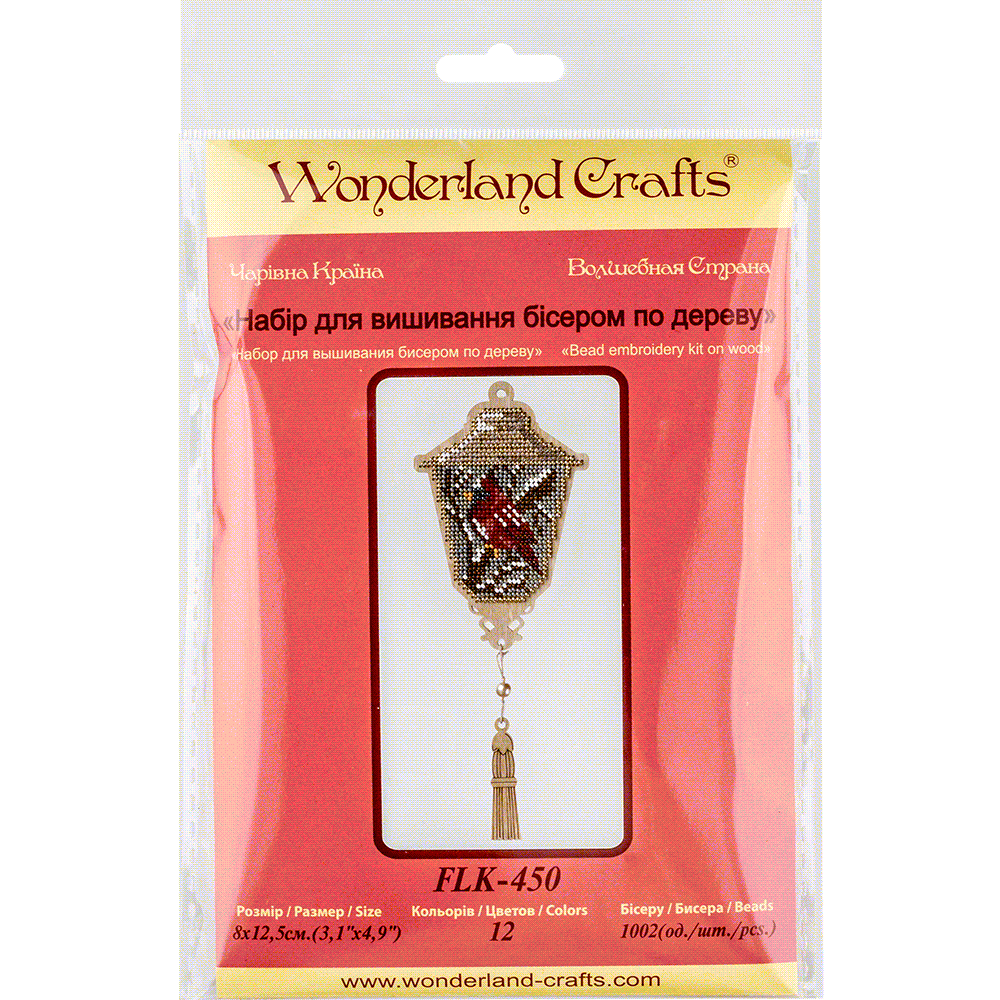 Bead embroidery kit on wood FLK-450 featuring colorful beads and a plywood blank for crafting.