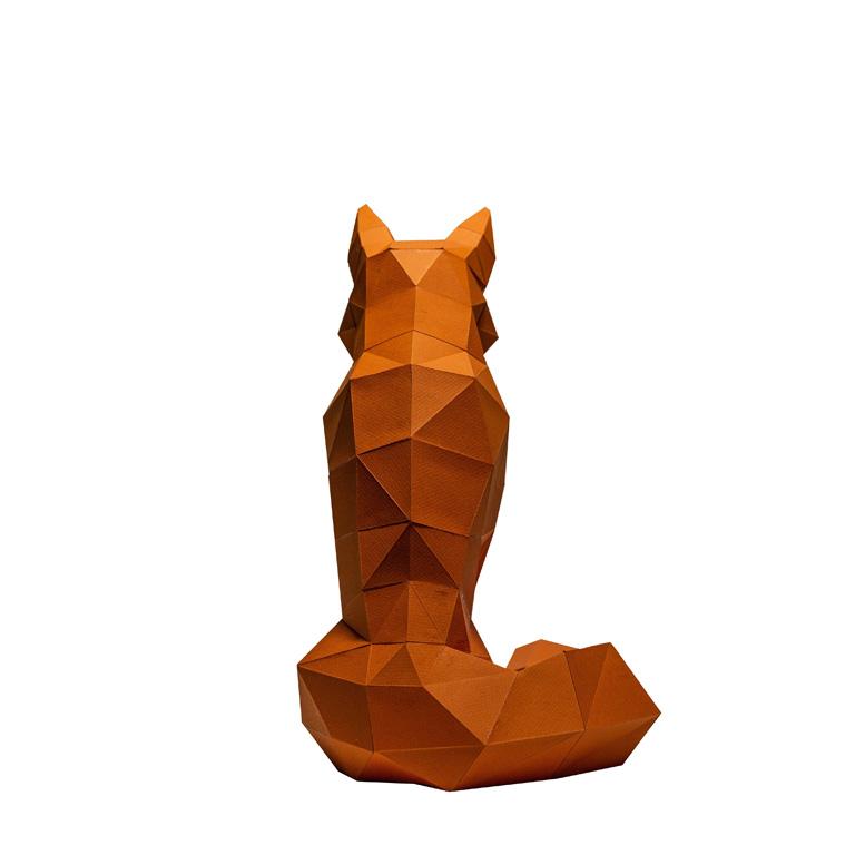 Black Fox Model - Limited Edition, a 3D paper art piece showcasing a clever fox design, perfect for decoration and creativity.