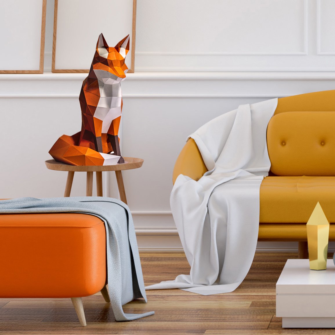 Black Fox Model - Limited Edition, a 3D paper art piece showcasing a clever fox design, perfect for decoration and creativity.