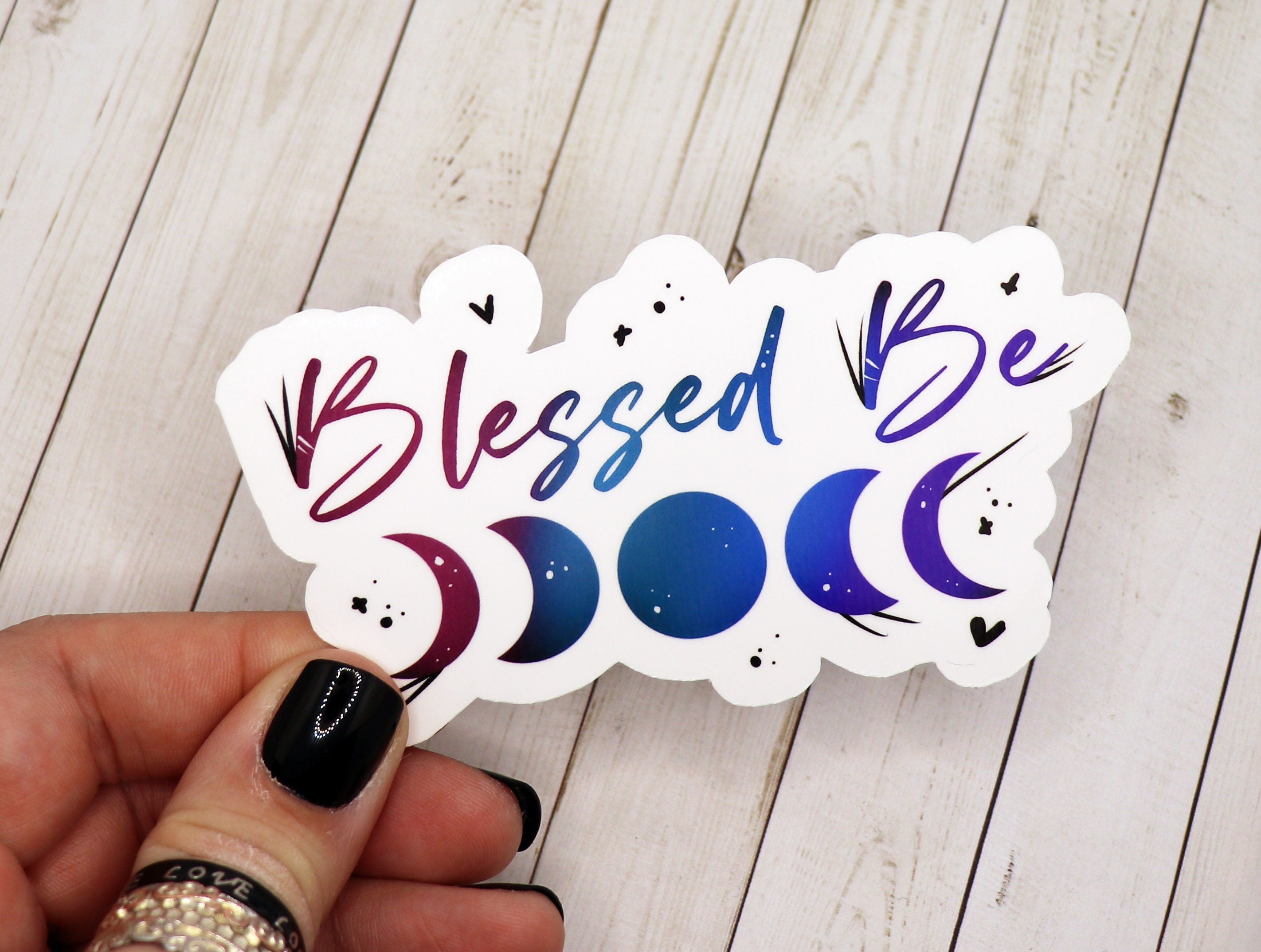 A 3-inch Blessed Be Vinyl Sticker featuring a stylish design, perfect for personalizing various items.