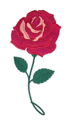 Bloom Rose Flower embroidered patch, featuring intricate rose design on a cotton base, ideal for iron-on or sewing applications.