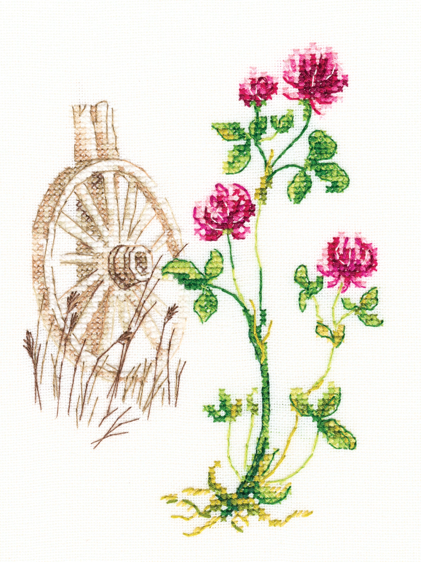 Bloomy Herbs M776 Counted Cross Stitch Kit featuring Aida16 canvas, DMC threads, and stitching accessories.