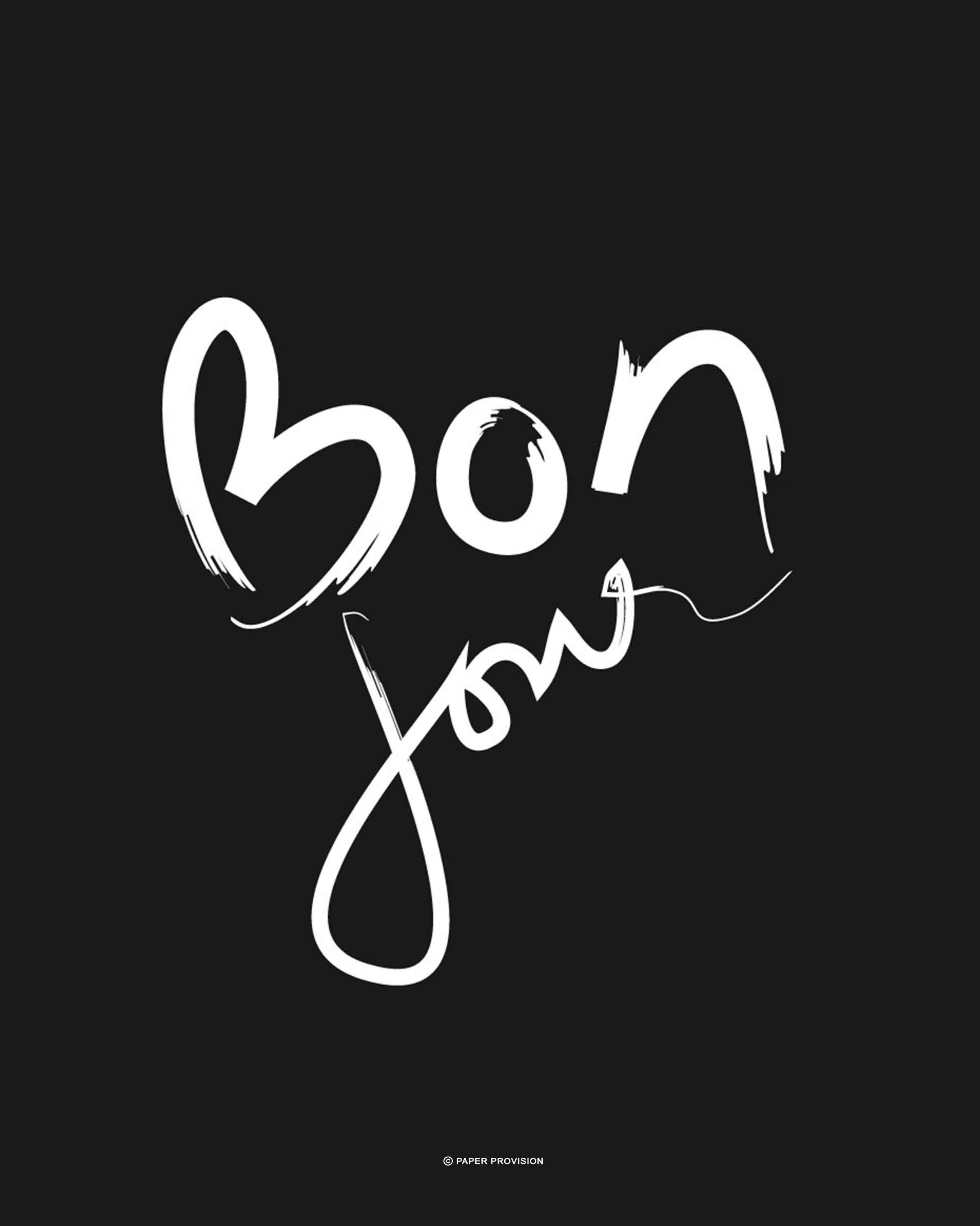 Bonjour (Noir) art print featuring elegant design on premium quality stock, suitable for framing.