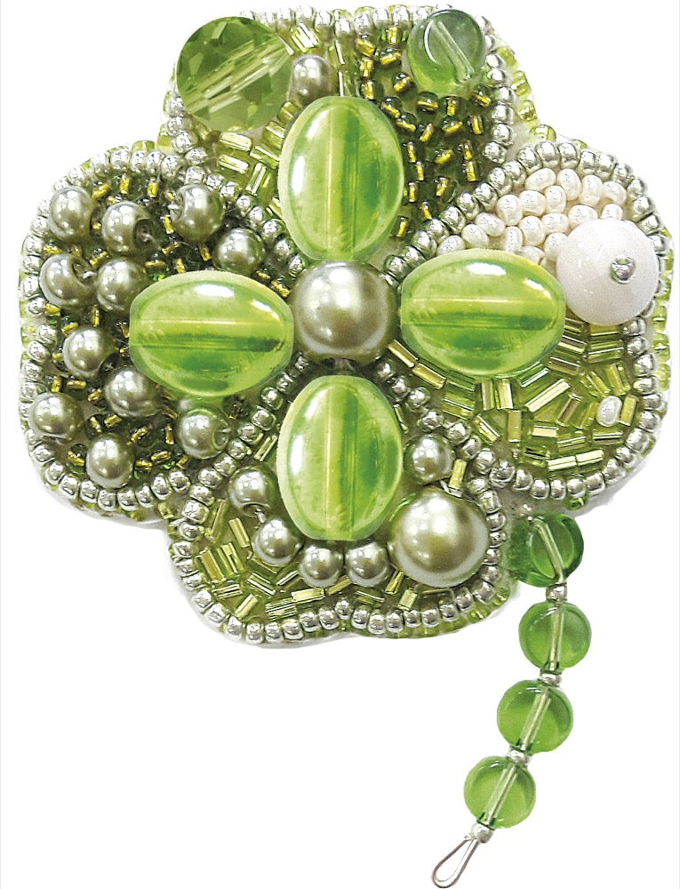 BP-186C Beadwork kit featuring colorful Preciosa and Crystal Art beads for creating a brooch.