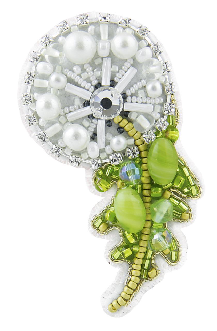 BP-258C Beadwork kit featuring colorful Preciosa and Crystal Art beads for creating a dandelion brooch.