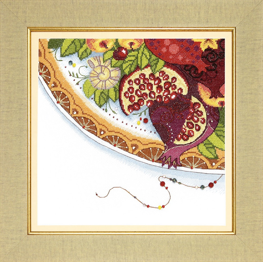 BT-187C Counted Cross Stitch Kit featuring vibrant colors, beads, and Aida fabric for crafting beautiful art.