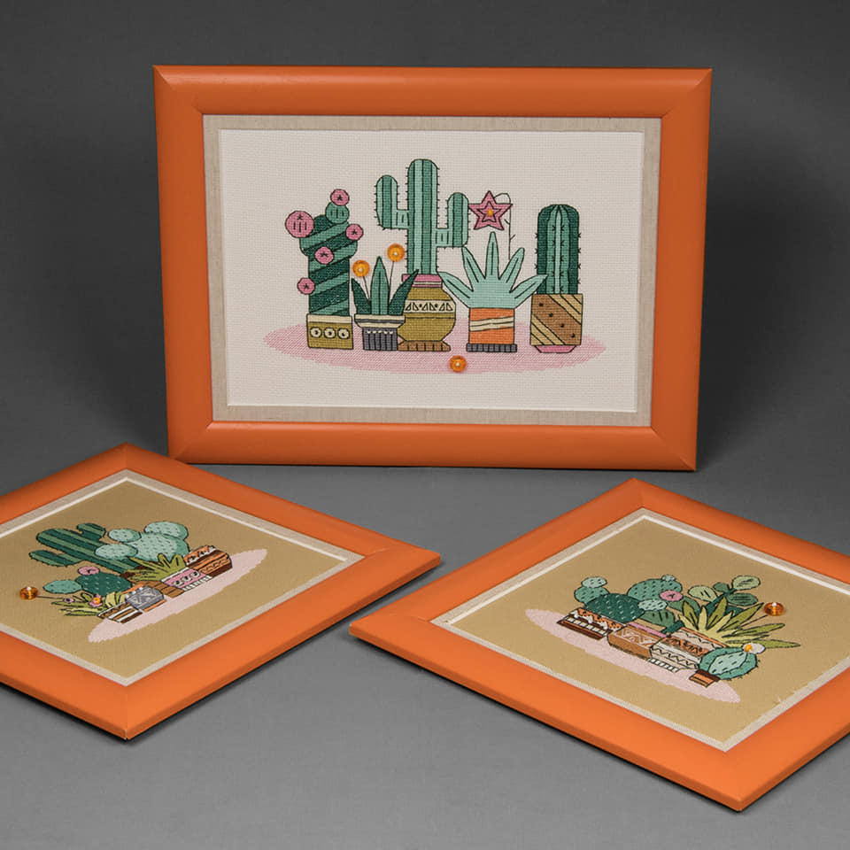 BT-199C Counted Cross Stitch Kit featuring a colorful 'Bright Mexico' design with included materials.