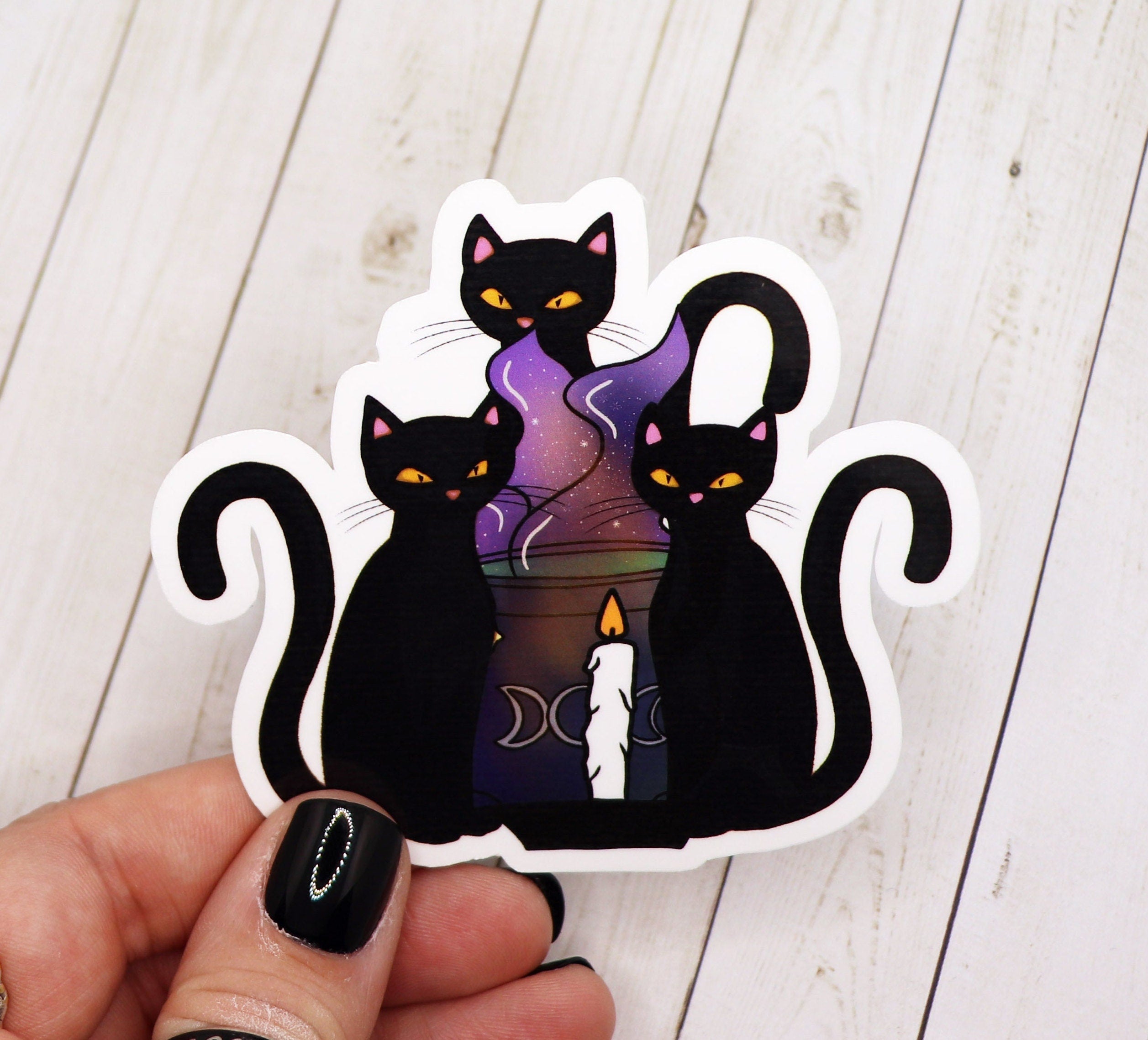 A vibrant Cat Cult Sticker featuring a playful cat design on high-quality matte vinyl.