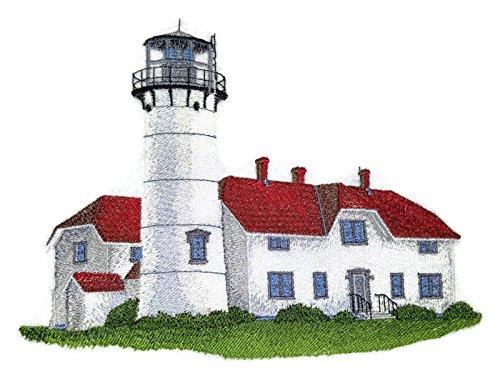 Chatham Lighthouse embroidered patch, 8 inches by 6 inches, showcasing intricate details and vibrant colors.