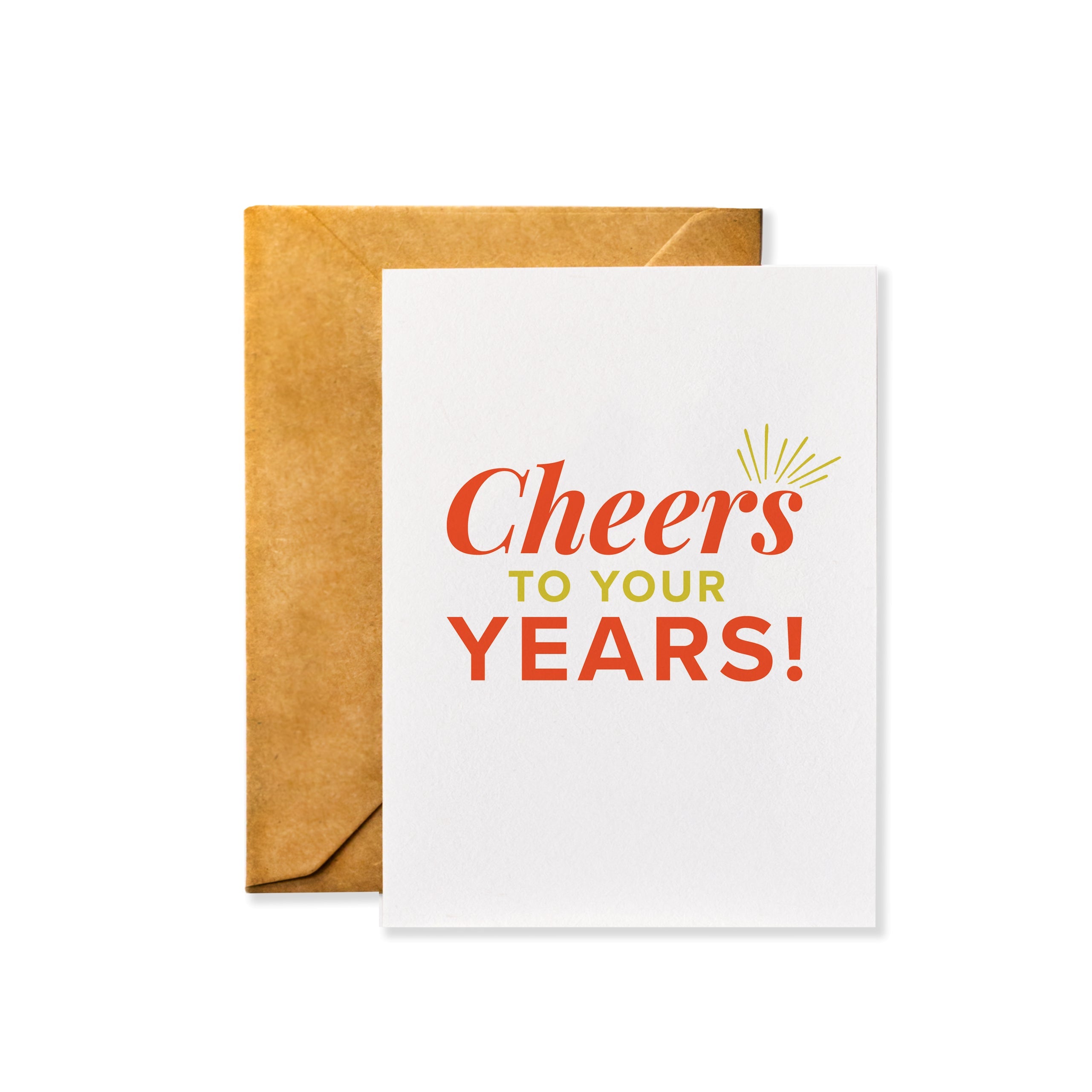 Cheers to Your Years - Almost Perfect Edition birthday card with elegant design and kraft envelope.