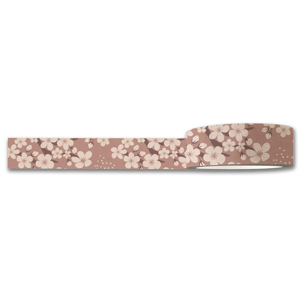 Cherry Blossoms Washi Tape roll featuring delicate floral patterns on a white background, ideal for crafting and stationery.